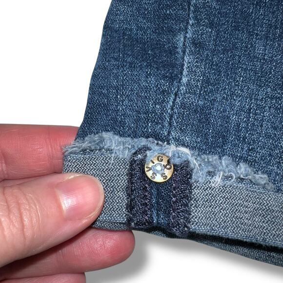 Vigoss Womens Marley Fit Denim Blue Jean Shorts Mid Rise Stretch Dark Wash Sz 18 - Picture 4 of 8